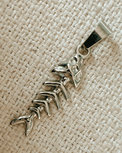 Stainless Skelly Fish Pendants