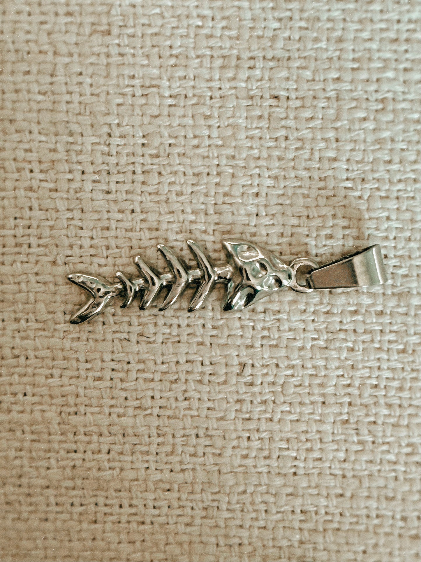 Stainless Skelly Fish Pendants