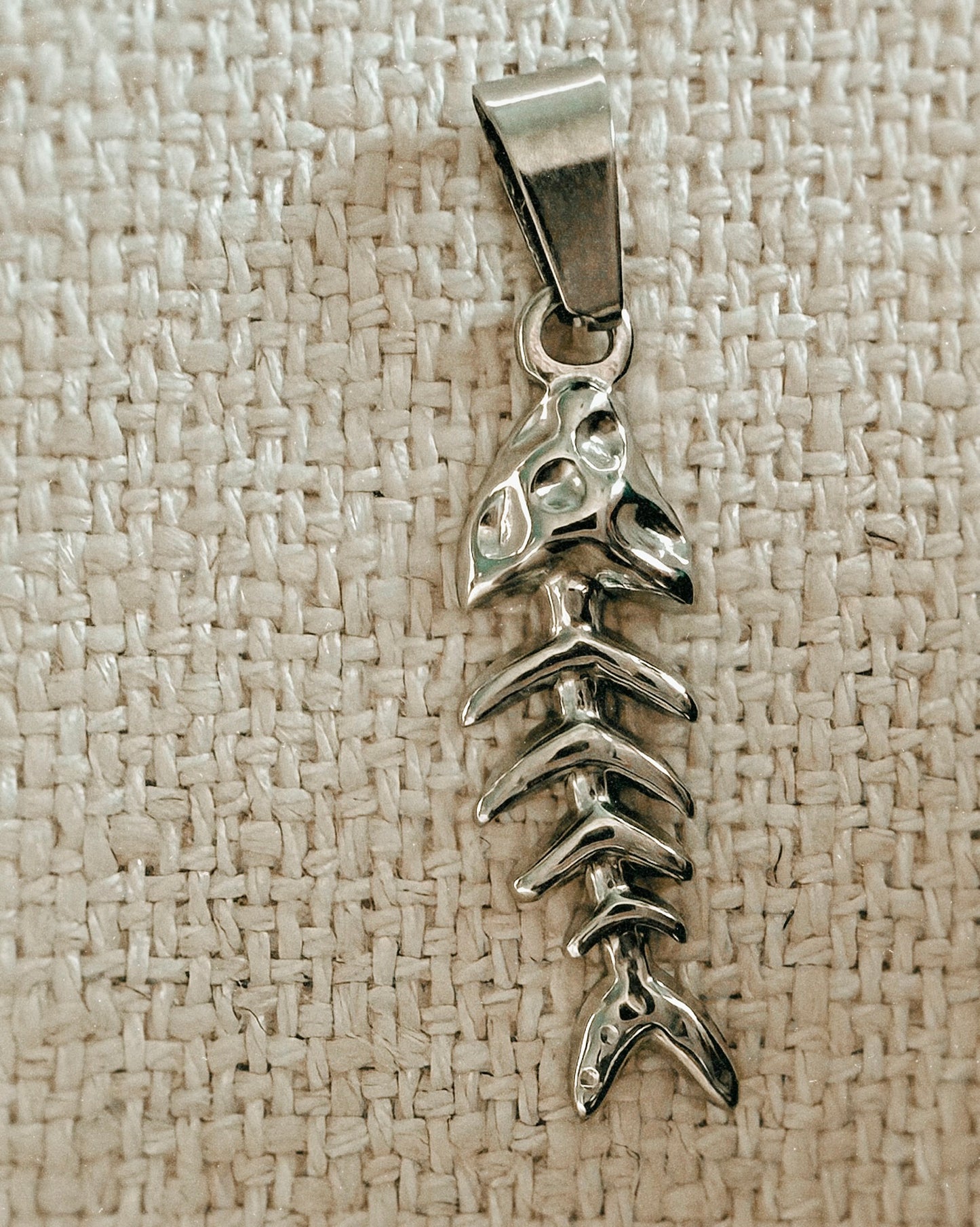 Stainless Skelly Fish Pendants